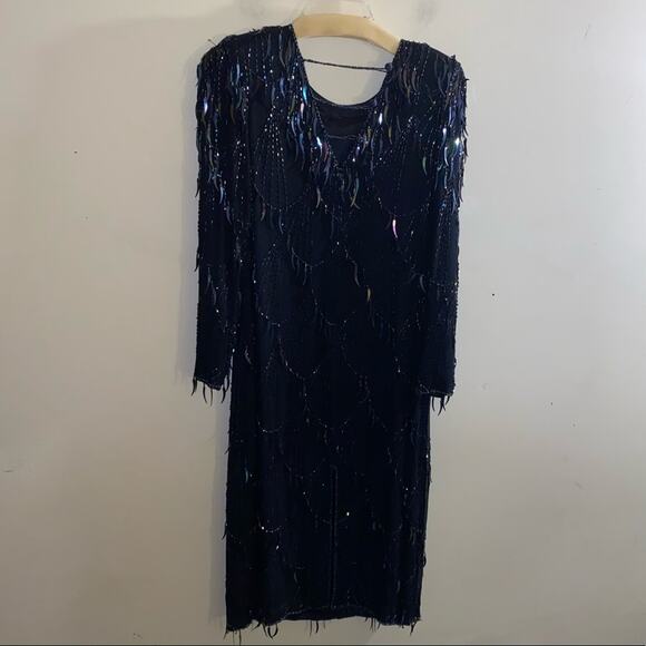 VNTG CHAMPS ELYSEES silk beaded ball gown M - Picture 2 of 10
